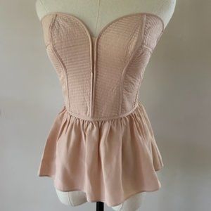 Parker Penelope Peplum 100% Silk Light Pink Corset Bustier
